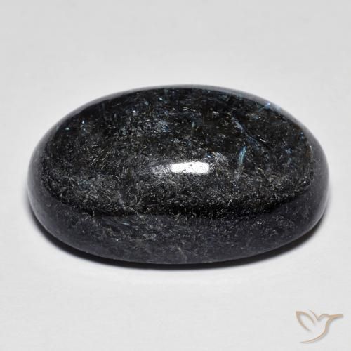 9,17 ctw natürlicher Schwarz mit blauem Glanz Nuummite, Oval, Lichtundurchlässig