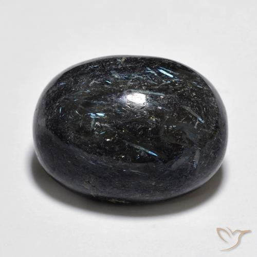 15.11ct Natürlicher Schwarz mit blauem Glanz Nuummite, Oval, Lichtundurchlässig