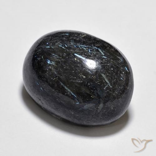 9,17 ctw natürlicher Schwarz mit blauem Glanz Nuummite, Oval, Lichtundurchlässig