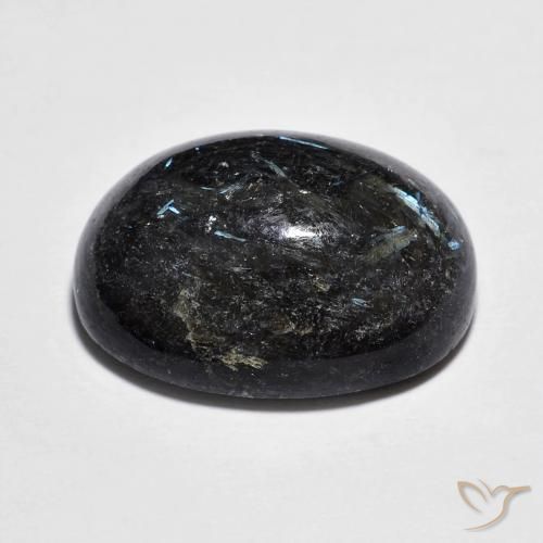 9,17 ctw natürlicher Schwarz mit blauem Glanz Nuummite, Oval, Lichtundurchlässig