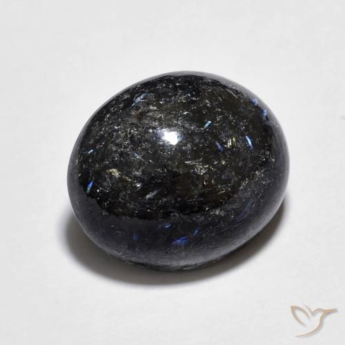 9,17 ctw natürlicher Schwarz mit blauem Glanz Nuummite, Oval, Lichtundurchlässig