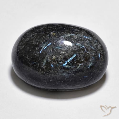 25.34ct Natürlicher Schwarz mit blauem Glanz Nuummit, Oval, Lichtundurchlässig