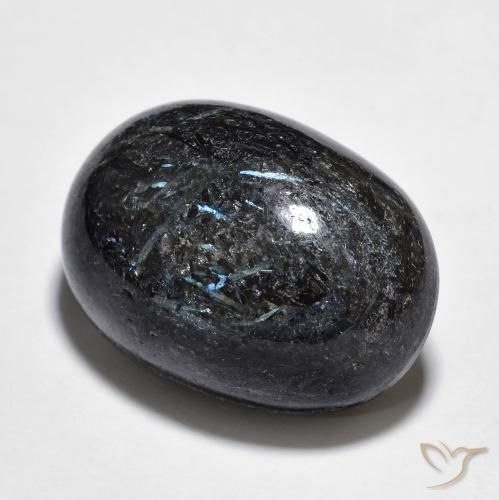 9,17 ctw natürlicher Schwarz mit blauem Glanz Nuummite, Oval, Lichtundurchlässig