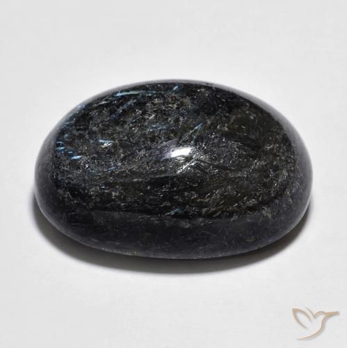 9,17 ctw natürlicher Schwarz mit blauem Glanz Nuummite, Oval, Lichtundurchlässig