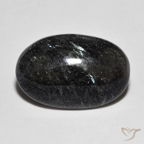 9,17 ctw natürlicher Schwarz mit blauem Glanz Nuummite, Oval, Lichtundurchlässig