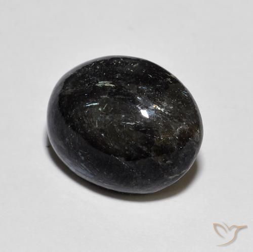 9,17 ctw natürlicher Schwarz mit blauem Glanz Nuummite, Oval, Lichtundurchlässig