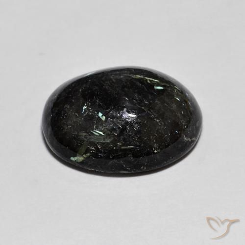 9,17 ctw natürlicher Schwarz mit blauem Glanz Nuummite, Oval, Lichtundurchlässig