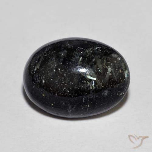 8.46ct Natürlicher Schwarz mit blauem Glanz Nuummite, Oval, Lichtundurchlässig
