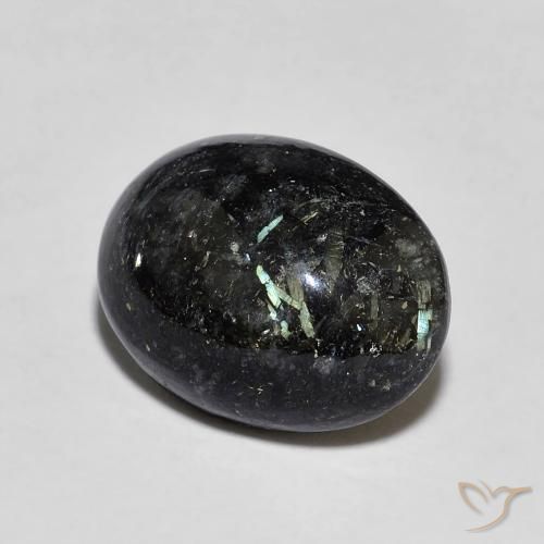 9,17 ctw natürlicher Schwarz mit blauem Glanz Nuummite, Oval, Lichtundurchlässig