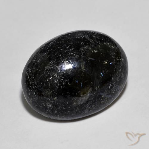 9,17 ctw natürlicher Schwarz mit blauem Glanz Nuummite, Oval, Lichtundurchlässig