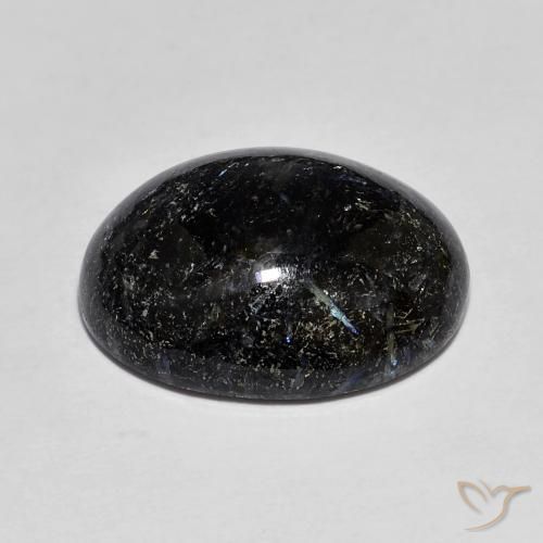 9,17 ctw natürlicher Schwarz mit blauem Glanz Nuummite, Oval, Lichtundurchlässig