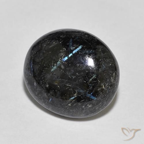 9,17 ctw natürlicher Schwarz mit blauem Glanz Nuummite, Oval, Lichtundurchlässig