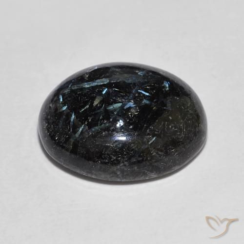 9,17 ctw natürlicher Schwarz mit blauem Glanz Nuummite, Oval, Lichtundurchlässig