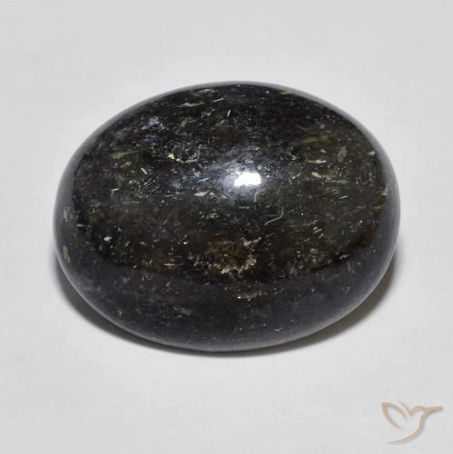 12.15ct Natürlicher Schwarz mit blauem Glanz Nuummite, Oval, Lichtundurchlässig