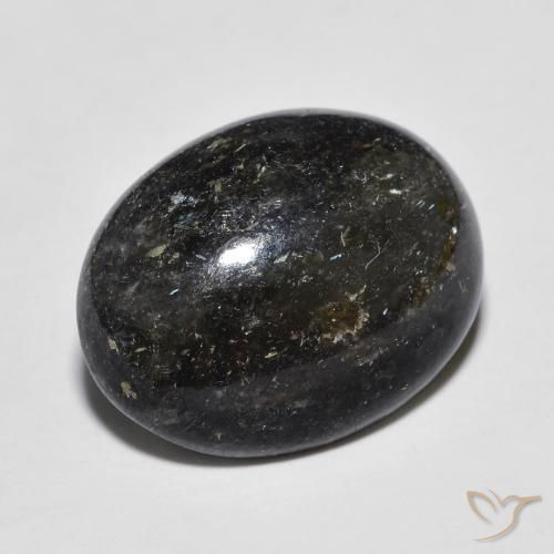 9,17 ctw natürlicher Schwarz mit blauem Glanz Nuummite, Oval, Lichtundurchlässig