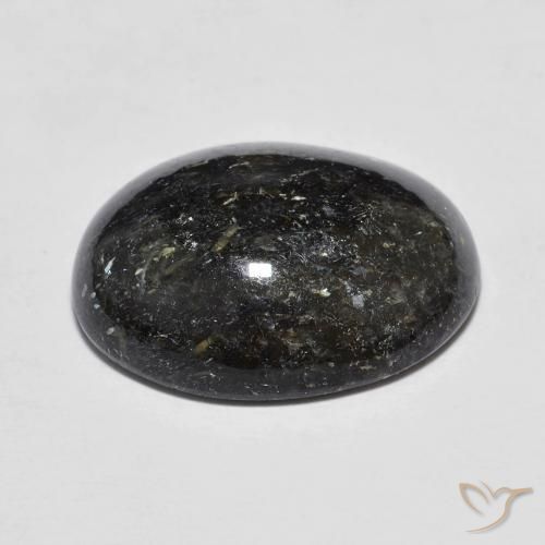 9,17 ctw natürlicher Schwarz mit blauem Glanz Nuummite, Oval, Lichtundurchlässig