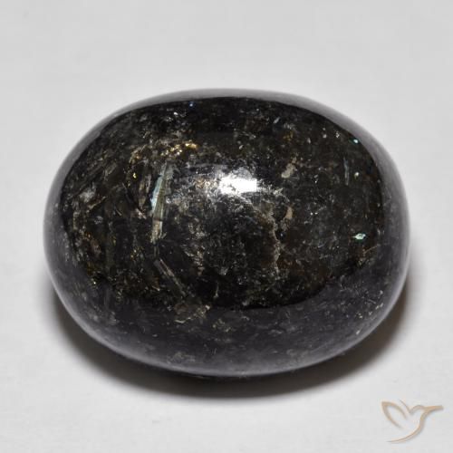 27.76ct Natürlicher Schwarz mit blauem Glanz Nuummit, Oval, Lichtundurchlässig