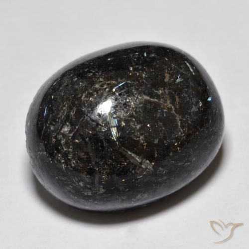 9,17 ctw natürlicher Schwarz mit blauem Glanz Nuummite, Oval, Lichtundurchlässig