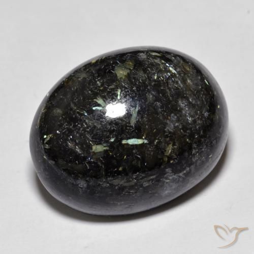 9,17 ctw natürlicher Schwarz mit blauem Glanz Nuummite, Oval, Lichtundurchlässig