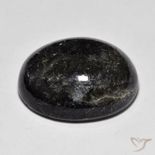 9,17 ctw natürlicher Schwarz mit blauem Glanz Nuummite, Oval, Lichtundurchlässig