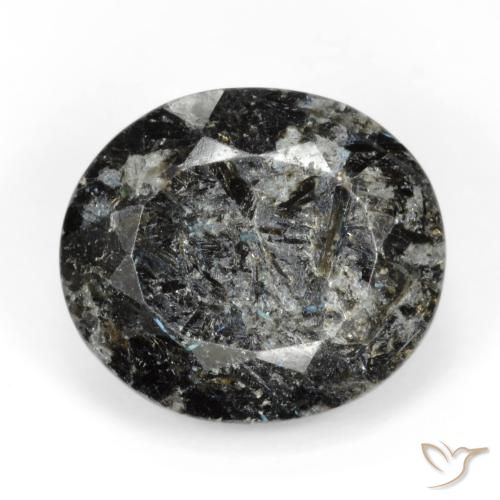 15.51ct Natürlicher Schwarz mit blauem Glanz Nuummit, Oval, Lichtundurchlässig