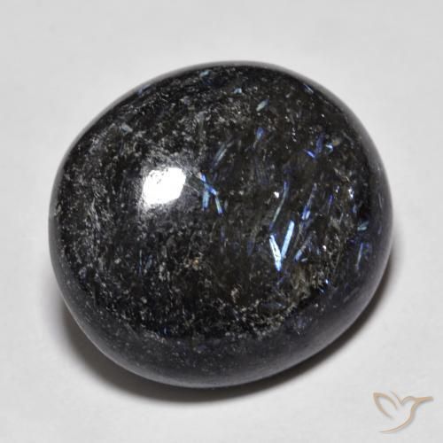 9,17 ctw natürlicher Schwarz mit blauem Glanz Nuummite, Oval, Lichtundurchlässig