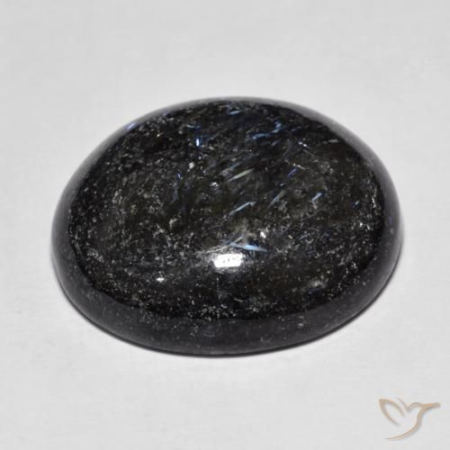 9,17 ctw natürlicher Schwarz mit blauem Glanz Nuummite, Oval, Lichtundurchlässig