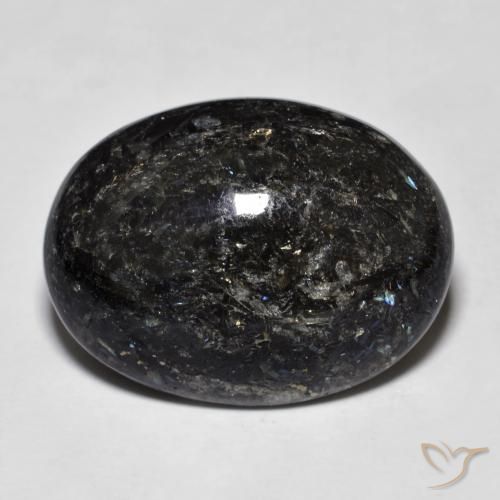 19.33ct Natürlicher Schwarz mit blauem Glanz Nuummit, Oval, Lichtundurchlässig
