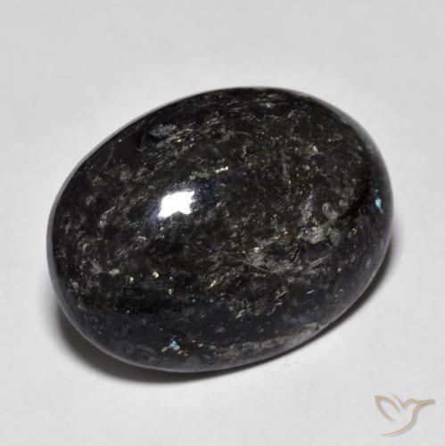 9,17 ctw natürlicher Schwarz mit blauem Glanz Nuummite, Oval, Lichtundurchlässig