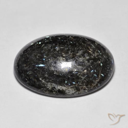 9,17 ctw natürlicher Schwarz mit blauem Glanz Nuummite, Oval, Lichtundurchlässig