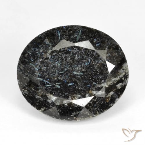 16.58ct Natürlicher Schwarz mit blauem Glanz Nuummit, Oval, Lichtundurchlässig