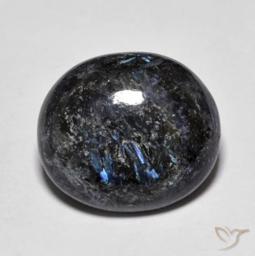 9,17 ctw natürlicher Schwarz mit blauem Glanz Nuummite, Oval, Lichtundurchlässig