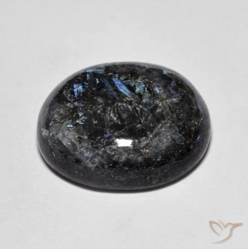 9,17 ctw natürlicher Schwarz mit blauem Glanz Nuummite, Oval, Lichtundurchlässig