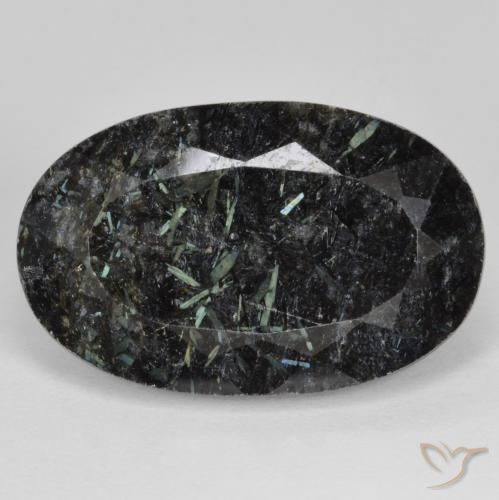24.90ct Natürlicher Schwarz mit blauem Glanz Nuummit, Oval, Lichtundurchlässig