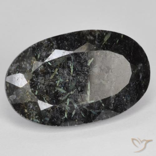 9,17 ctw natürlicher Schwarz mit blauem Glanz Nuummite, Oval, Lichtundurchlässig