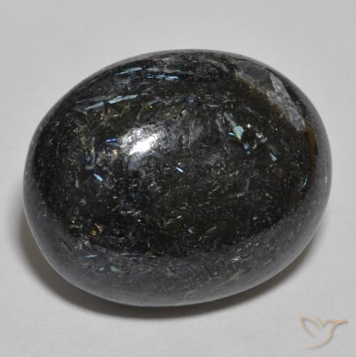 24.48ct Natürlicher Schwarz mit blauem Glanz Nuummit, Oval, Lichtundurchlässig