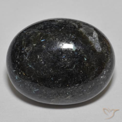 9,17 ctw natürlicher Schwarz mit blauem Glanz Nuummite, Oval, Lichtundurchlässig