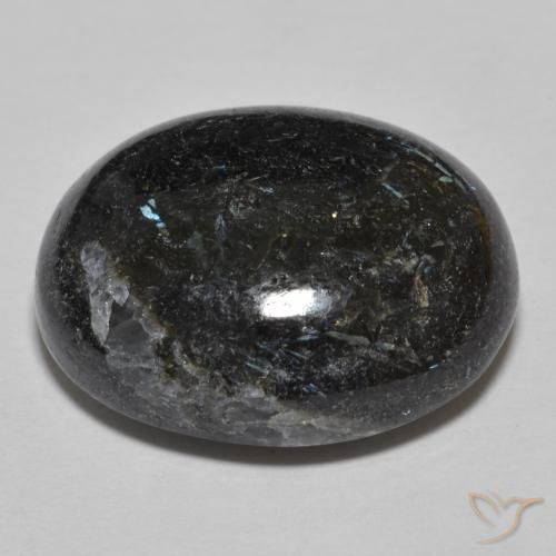 9,17 ctw natürlicher Schwarz mit blauem Glanz Nuummite, Oval, Lichtundurchlässig