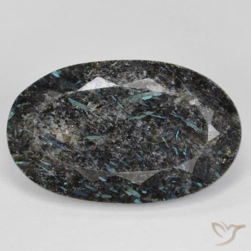 18.82ct Natürlicher Schwarz mit blauem Glanz Nuummite, Oval, Lichtundurchlässig