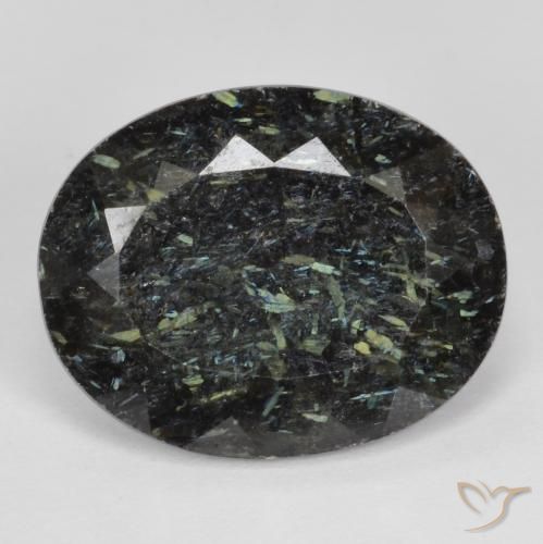 12.87ct Natürlicher Schwarz mit blauem Glanz Nuummit, Oval, Lichtundurchlässig