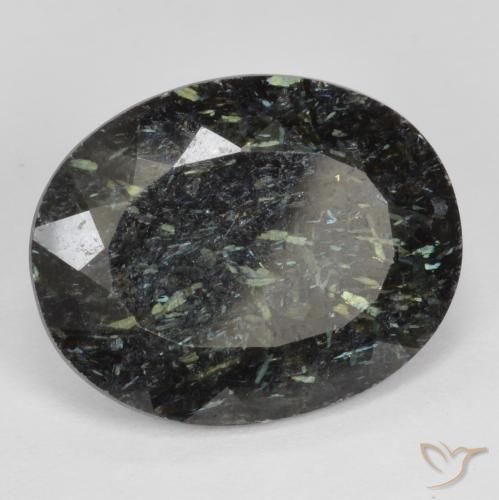 9,17 ctw natürlicher Schwarz mit blauem Glanz Nuummite, Oval, Lichtundurchlässig