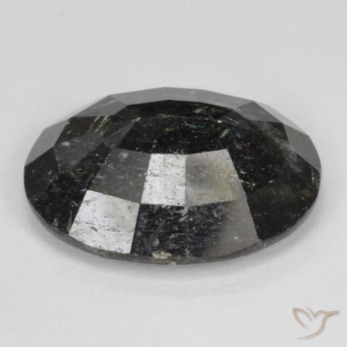9,17 ctw natürlicher Schwarz mit blauem Glanz Nuummite, Oval, Lichtundurchlässig