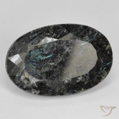 9,17 ctw natürlicher Schwarz mit blauem Glanz Nuummite, Oval, Lichtundurchlässig