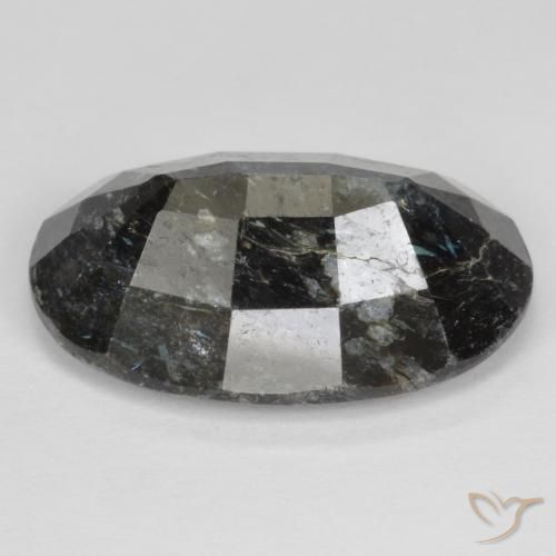 9,17 ctw natürlicher Schwarz mit blauem Glanz Nuummite, Oval, Lichtundurchlässig