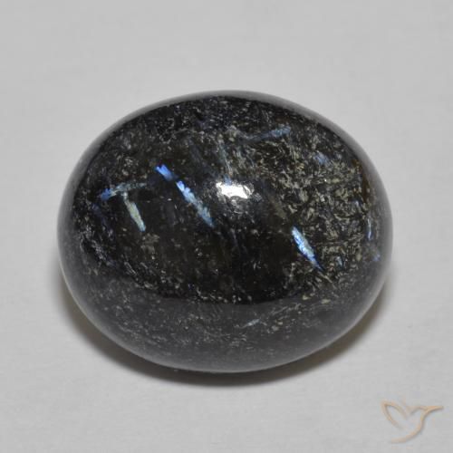 9.84ct Natürlicher Schwarz mit blauem Glanz Nuummit, Oval, Lichtundurchlässig