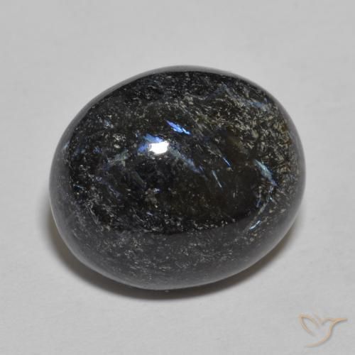 9,17 ctw natürlicher Schwarz mit blauem Glanz Nuummite, Oval, Lichtundurchlässig