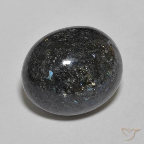 9,17 ctw natürlicher Schwarz mit blauem Glanz Nuummite, Oval, Lichtundurchlässig