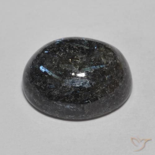 9,17 ctw natürlicher Schwarz mit blauem Glanz Nuummite, Oval, Lichtundurchlässig