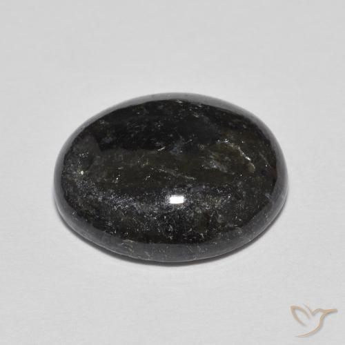 9,17 ctw natürlicher Schwarz mit blauem Glanz Nuummite, Oval, Lichtundurchlässig