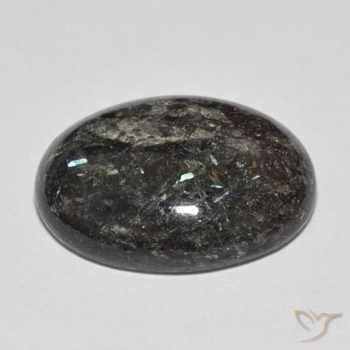 9,17 ctw natürlicher Schwarz mit blauem Glanz Nuummite, Oval, Lichtundurchlässig